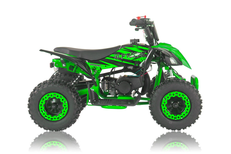 THE MINI KLF 50CC GREEN RACER KIDS ELITE PETROL QUAD BIKE - Mini Quad Bikes